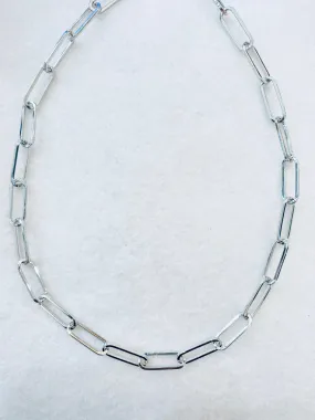 Classic Paperclip Chain Silver Necklace