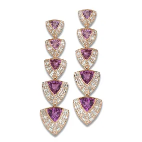 Classic Twist Trillion Pink Sapphire Diamond Earrings