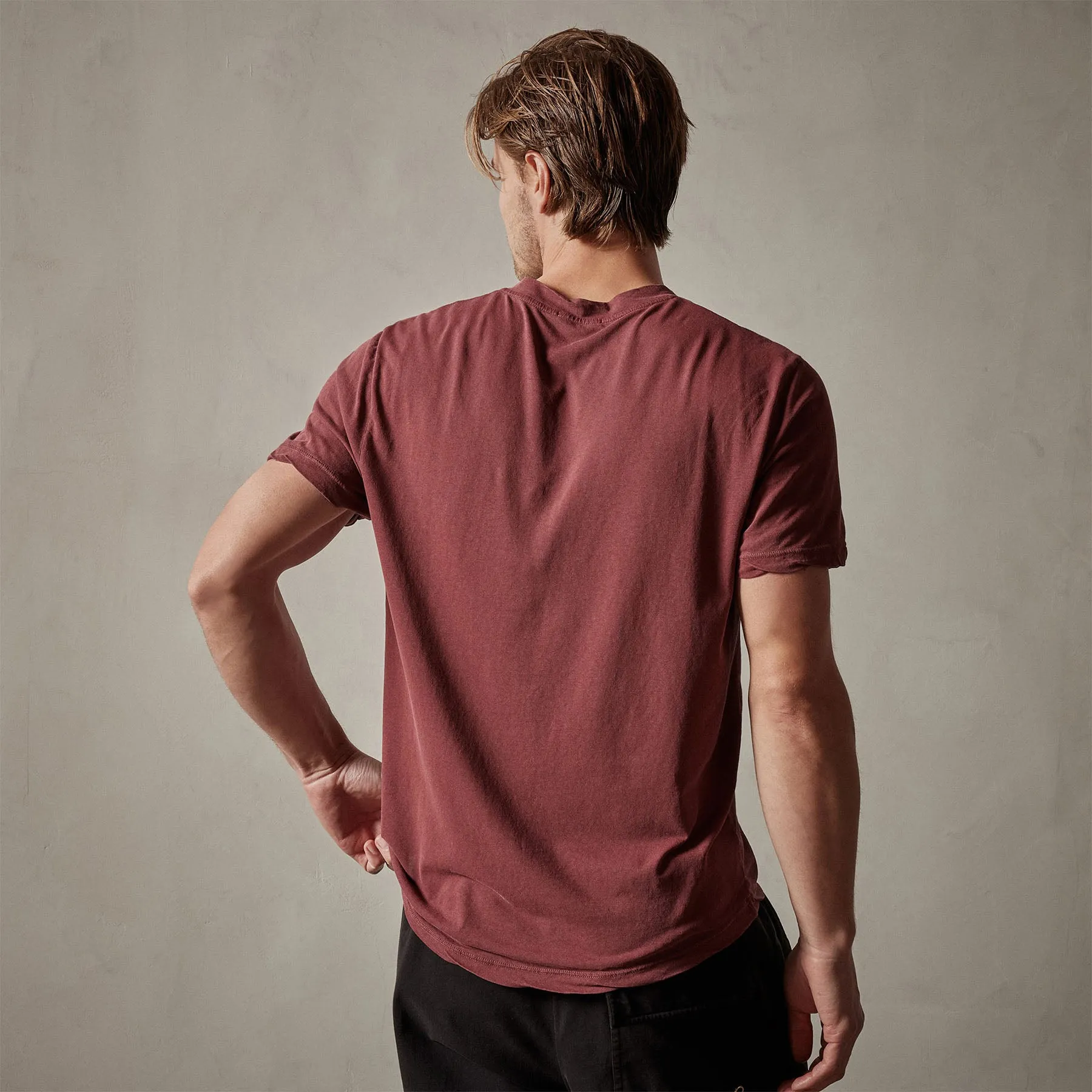 Clear Jersey V Neck - Claret Pigment