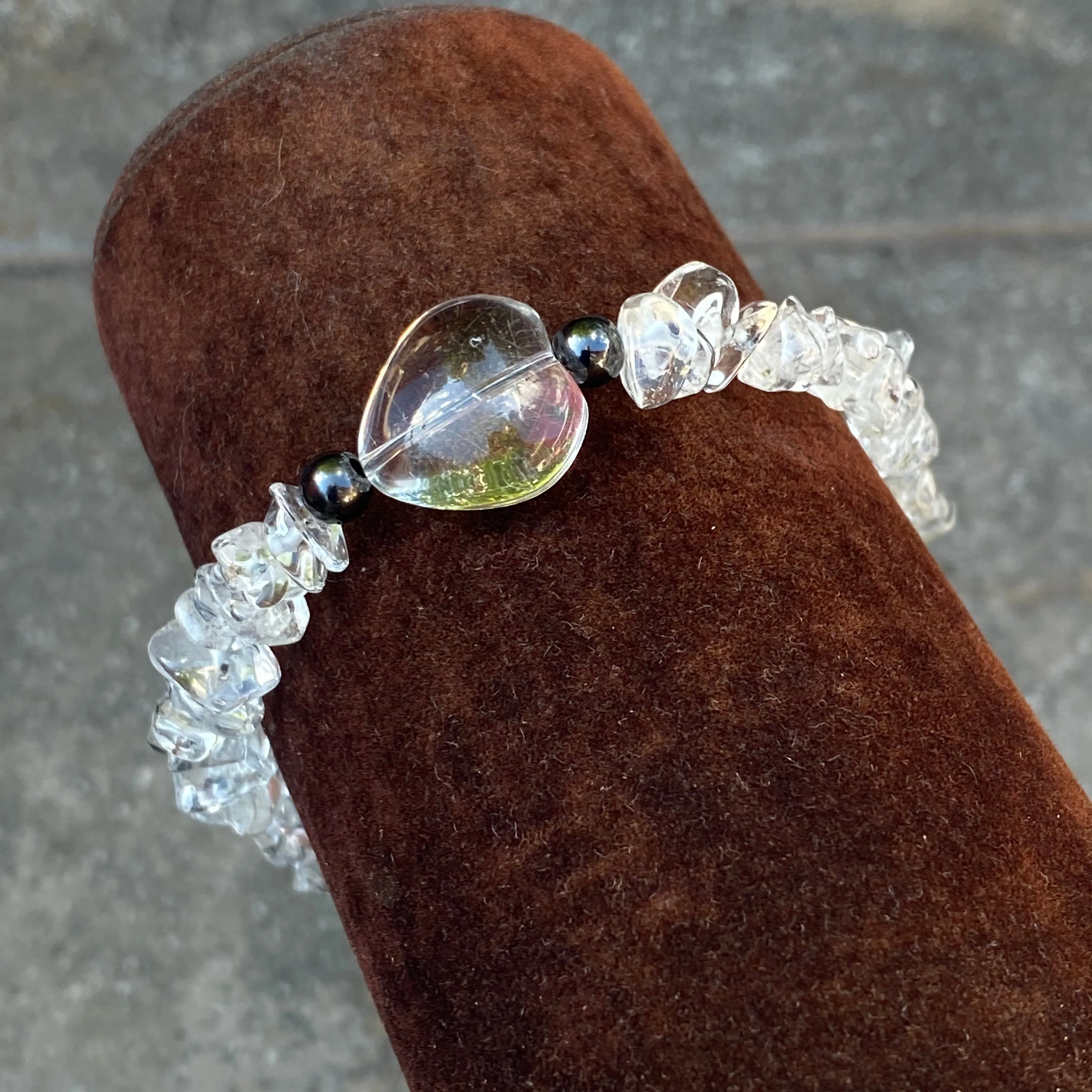 Clear Quartz gemstone Heart Bracelet