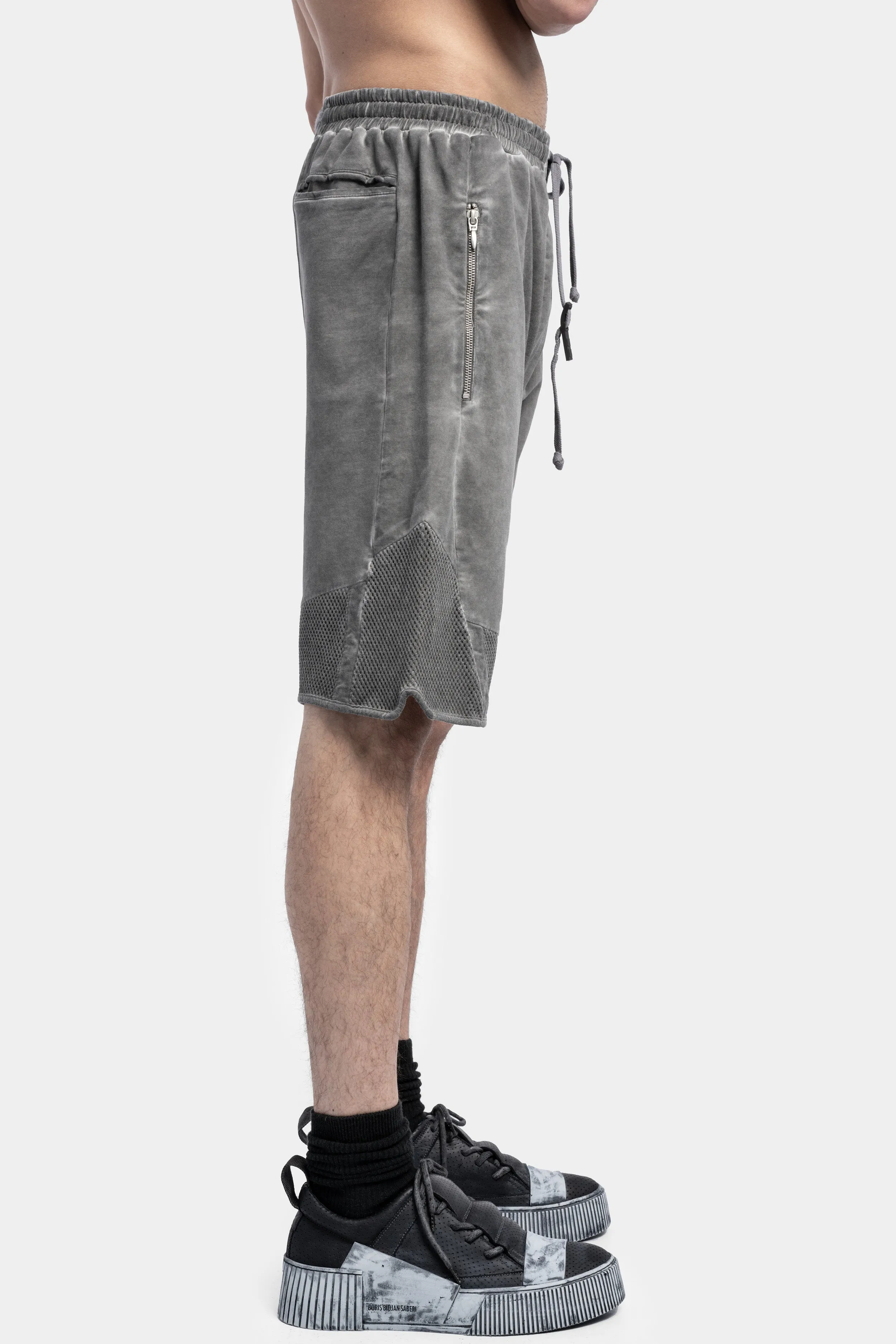 Cotton Jersey Sweat Shorts, Cold Dye Grey