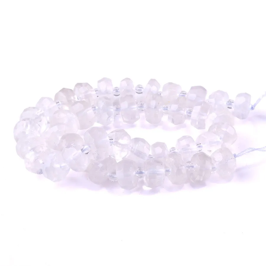 Crystal Quartz 5-8x10-12mm Irregular Rondelle Faceted - 15-16 Inch