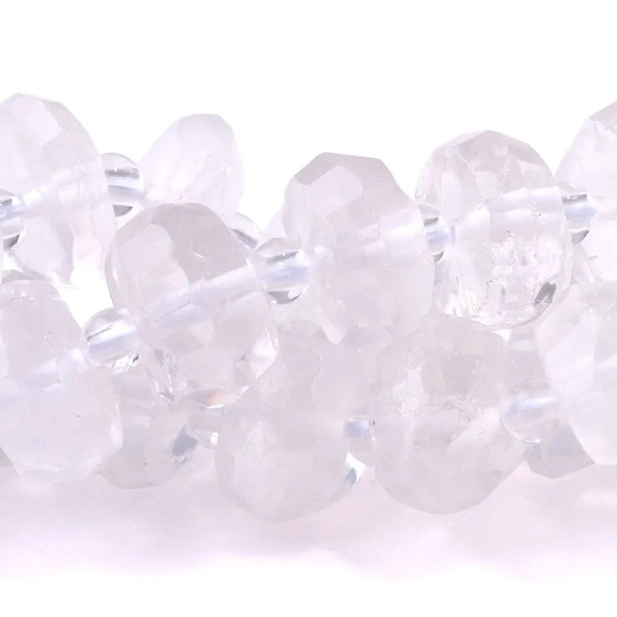 Crystal Quartz 5-8x10-12mm Irregular Rondelle Faceted - 15-16 Inch