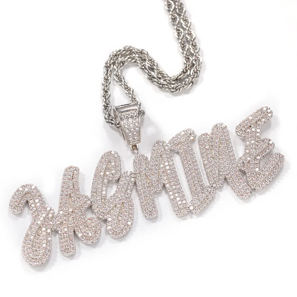 Custom Cursive Double Row A-Z/0-9 Name Pendant