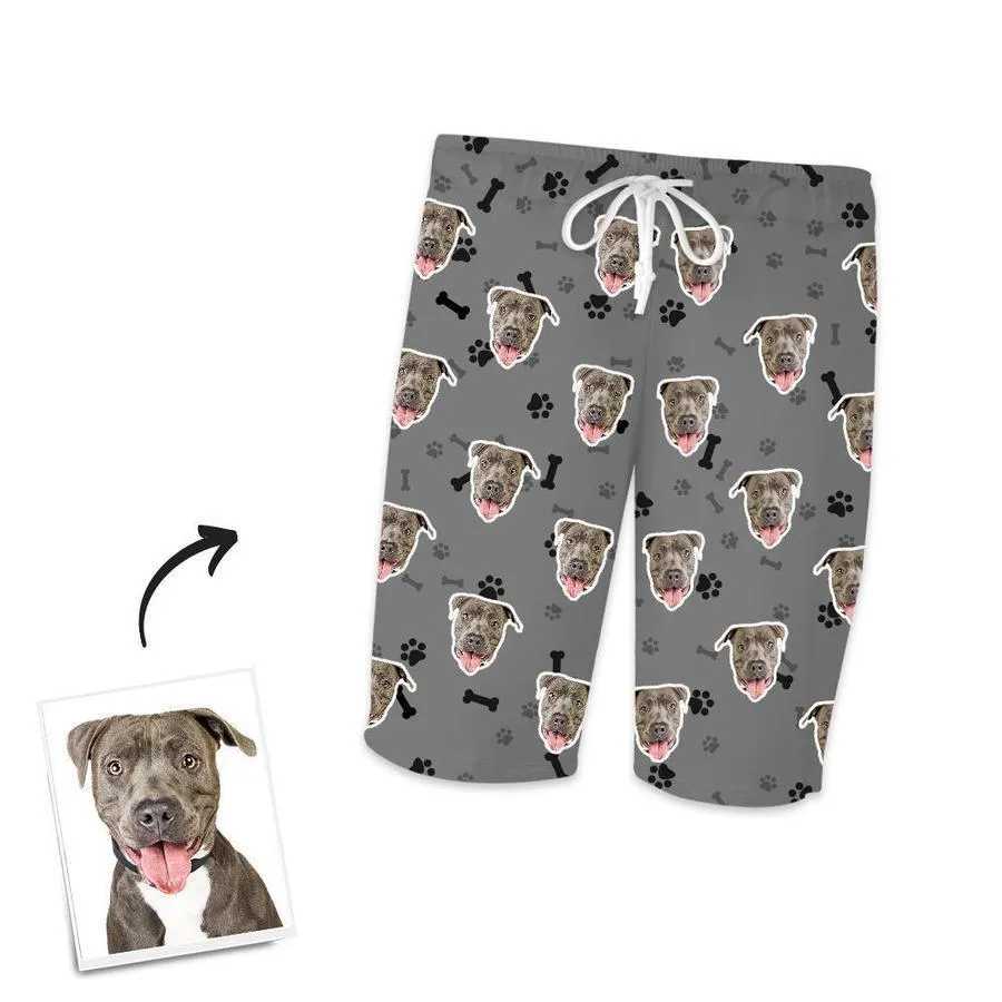 Custom Dog Face On Short Sleeved And Pants With Face Paw Bone Pajamas