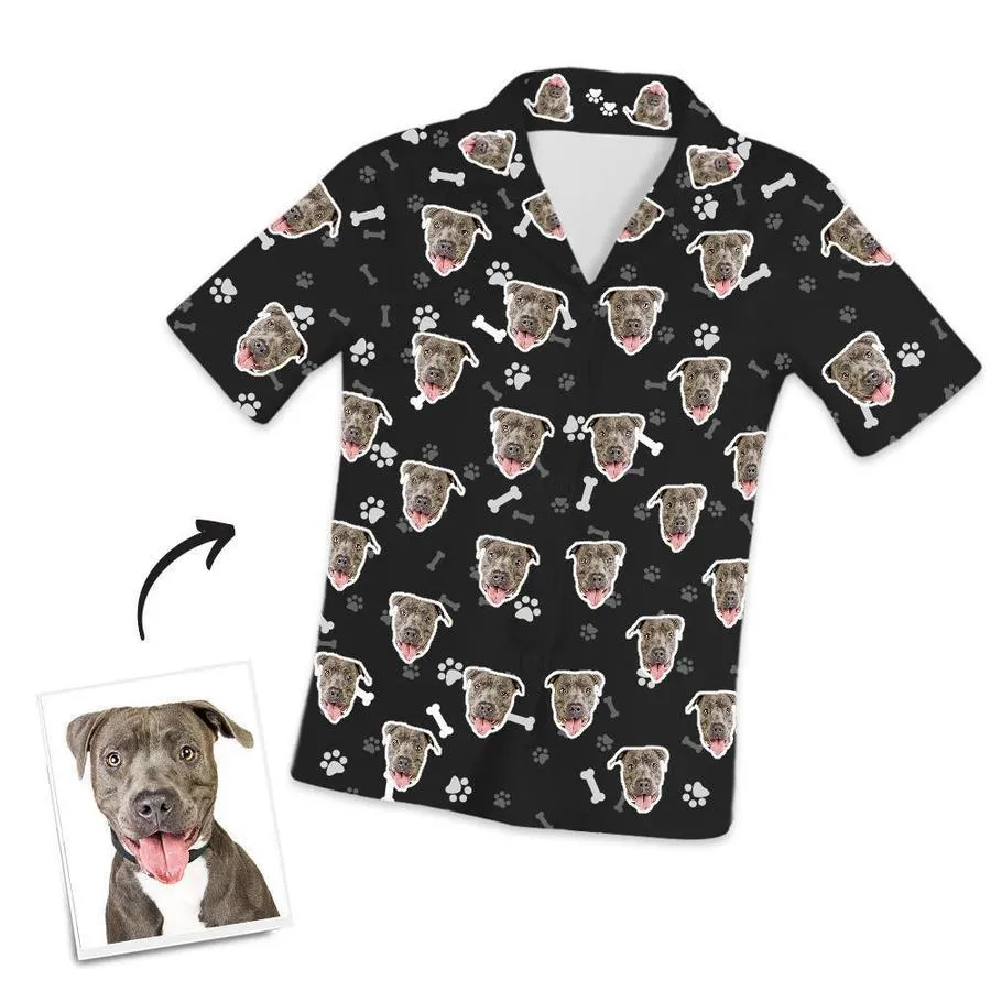 Custom Dog Face On Short Sleeved And Pants With Face Paw Bone Pajamas