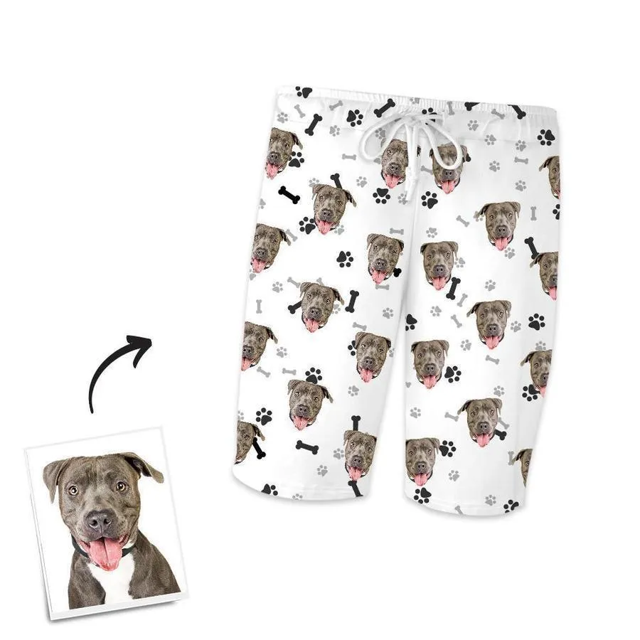 Custom Dog Face On Short Sleeved And Pants With Face Paw Bone Pajamas