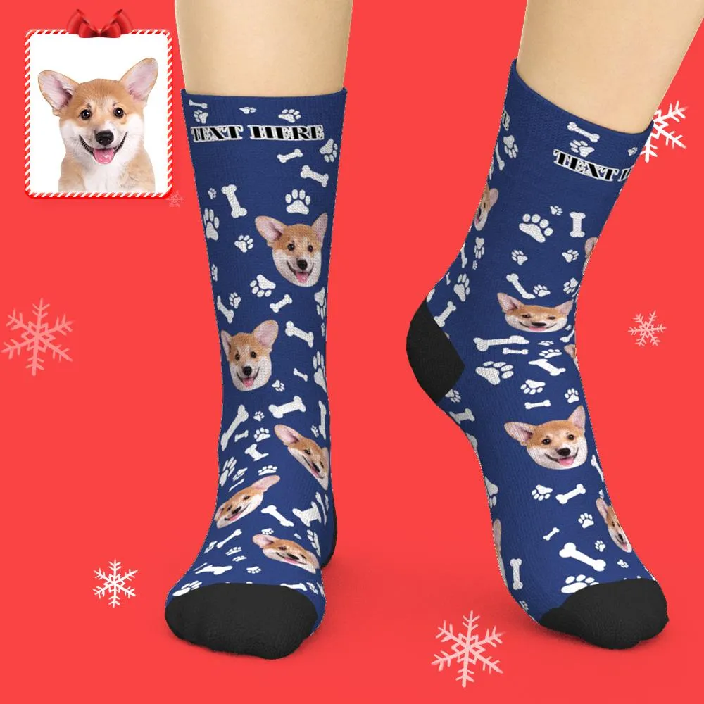 Custom Face Dog Socks With Your Text 3D preview