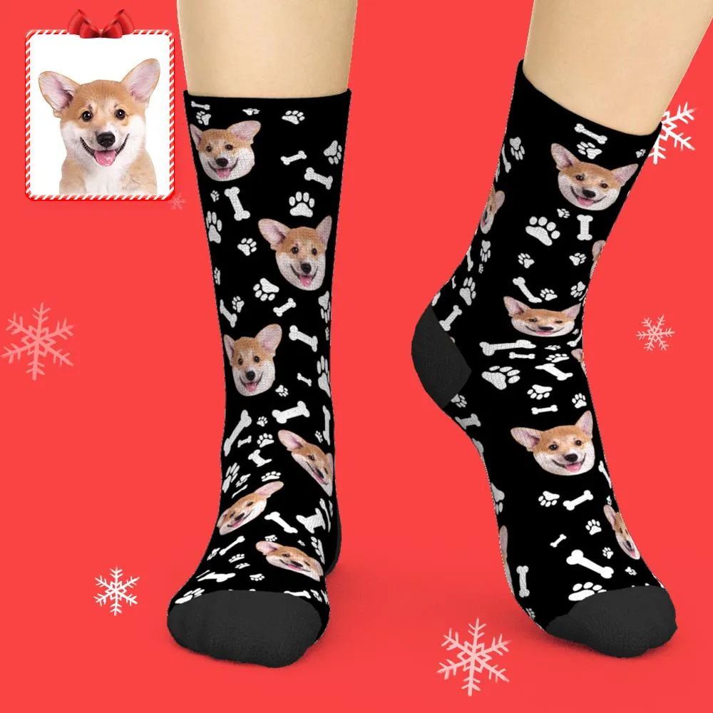 Custom Face Dog Socks With Your Text 3D preview