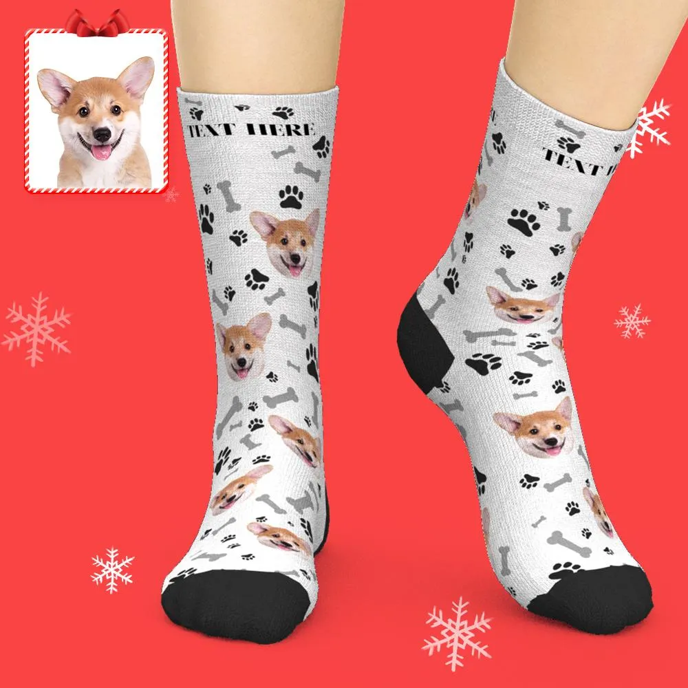 Custom Face Dog Socks With Your Text 3D preview