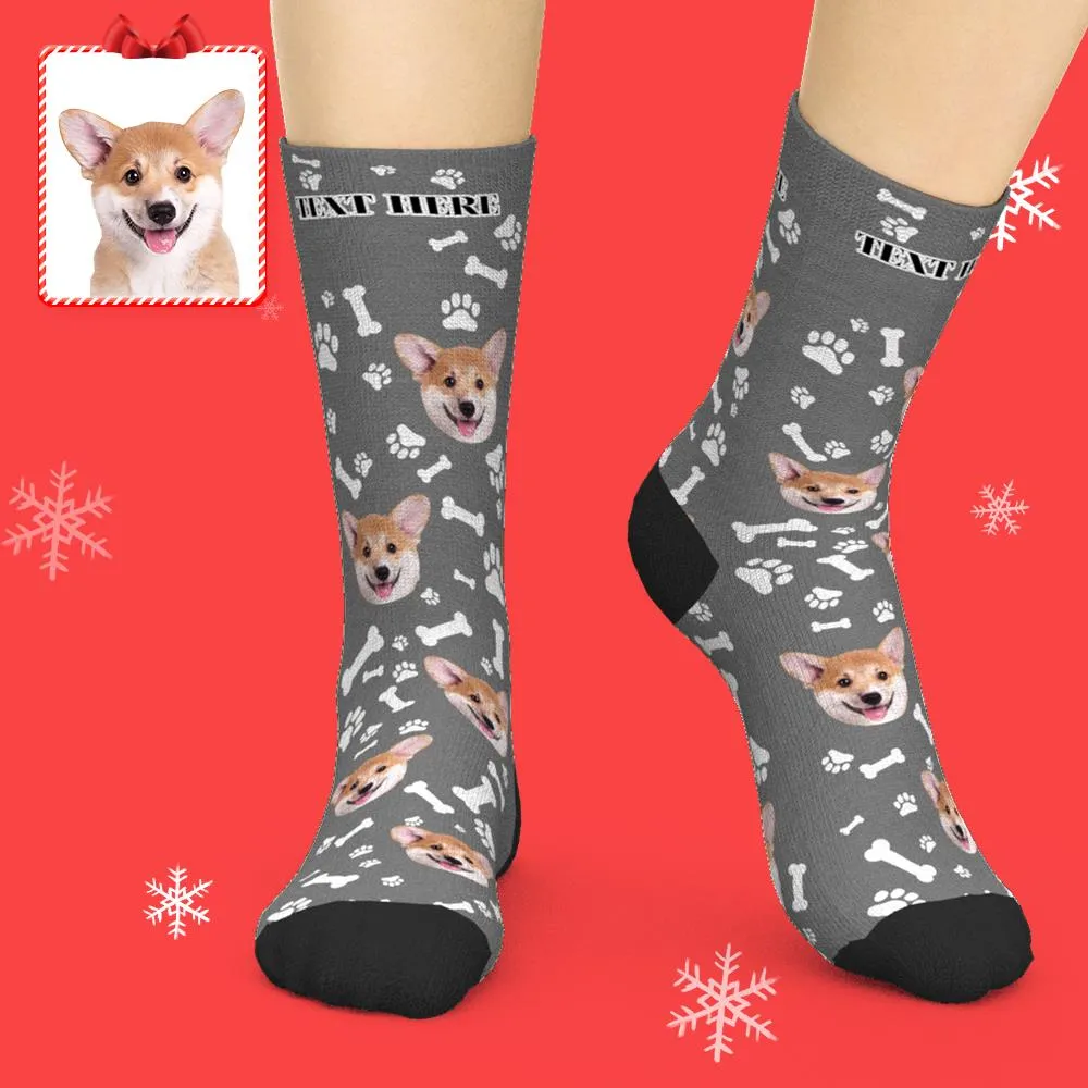 Custom Face Dog Socks With Your Text 3D preview