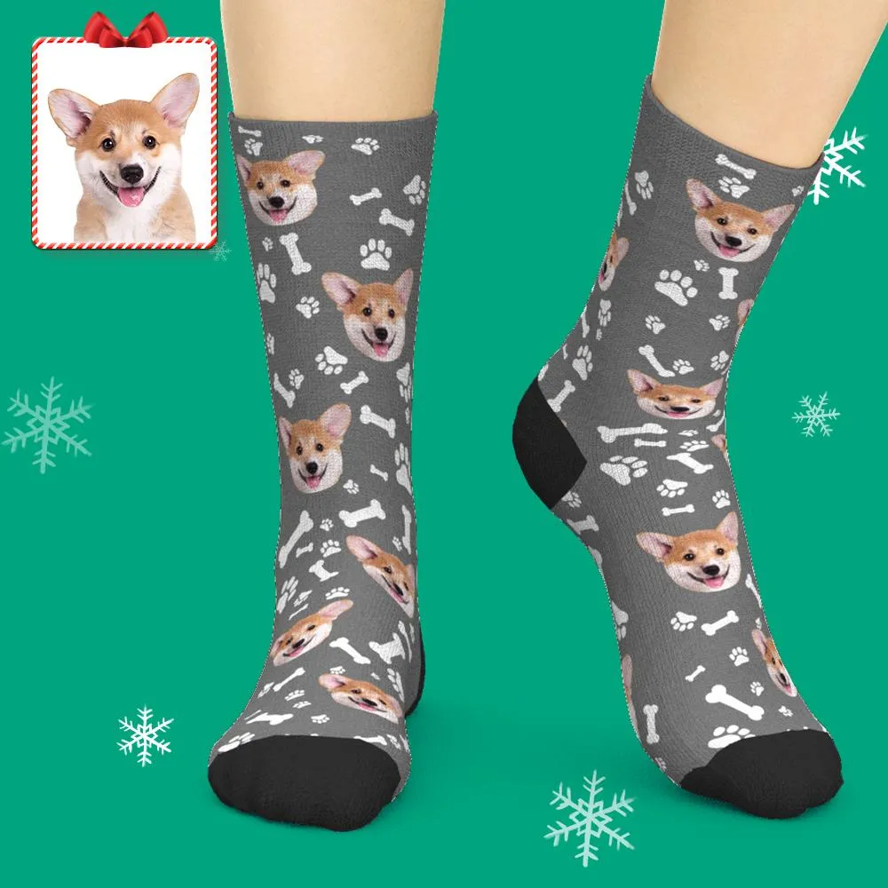 Custom Face Dog Socks With Your Text 3D preview