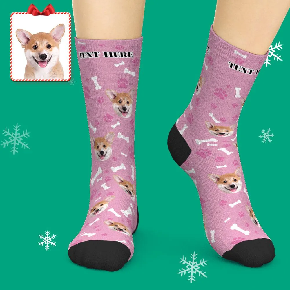 Custom Face Dog Socks With Your Text 3D preview