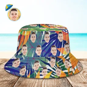 Custom Face Hat Hawaiian Fisherman Hat Bucket Hat Beach Sports Hat