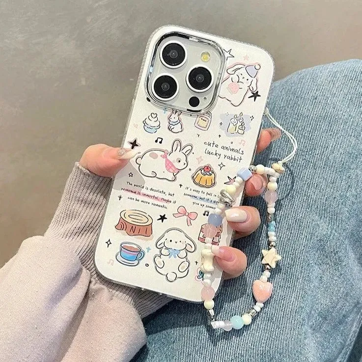 Cute Cartoon Lucky Rabbit Phone Case for iPhone 15 Pro Max, 14, 13, 11, 12, and 15 Plus