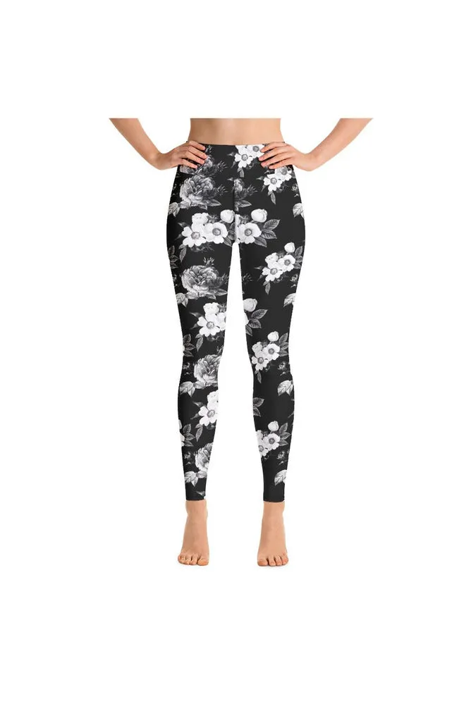 Dark Floral Print Yoga Leggings