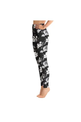 Dark Floral Print Yoga Leggings