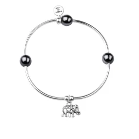 Elephant | Soft Bangle Charm Bracelet | Hematite