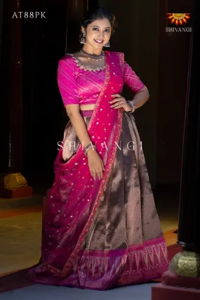 Festive Wear !!! - Pink Silver Fire Lehenga