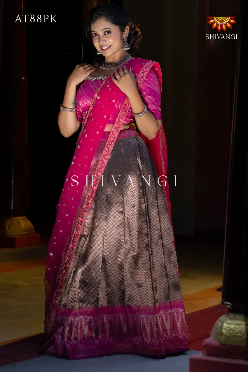 Festive Wear !!! - Pink Silver Fire Lehenga