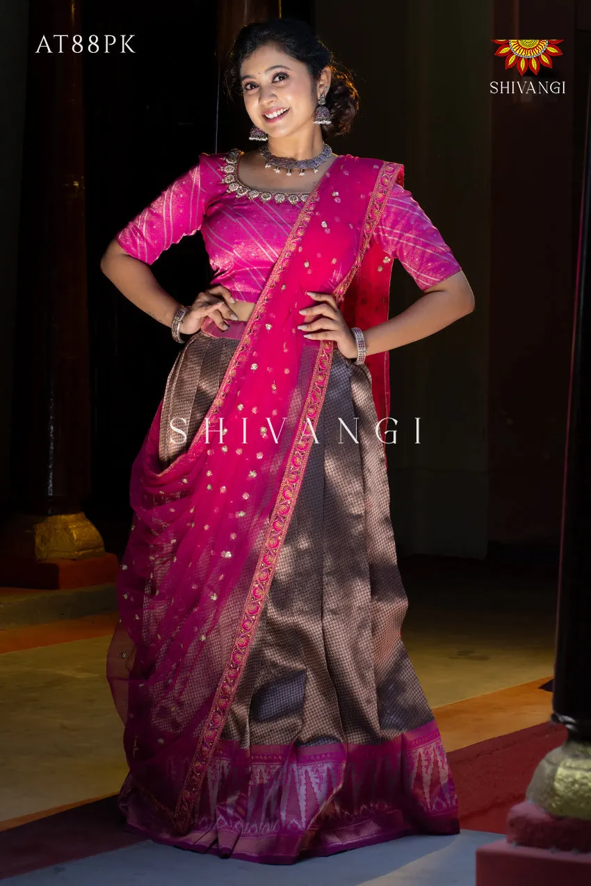 Festive Wear !!! - Pink Silver Fire Lehenga