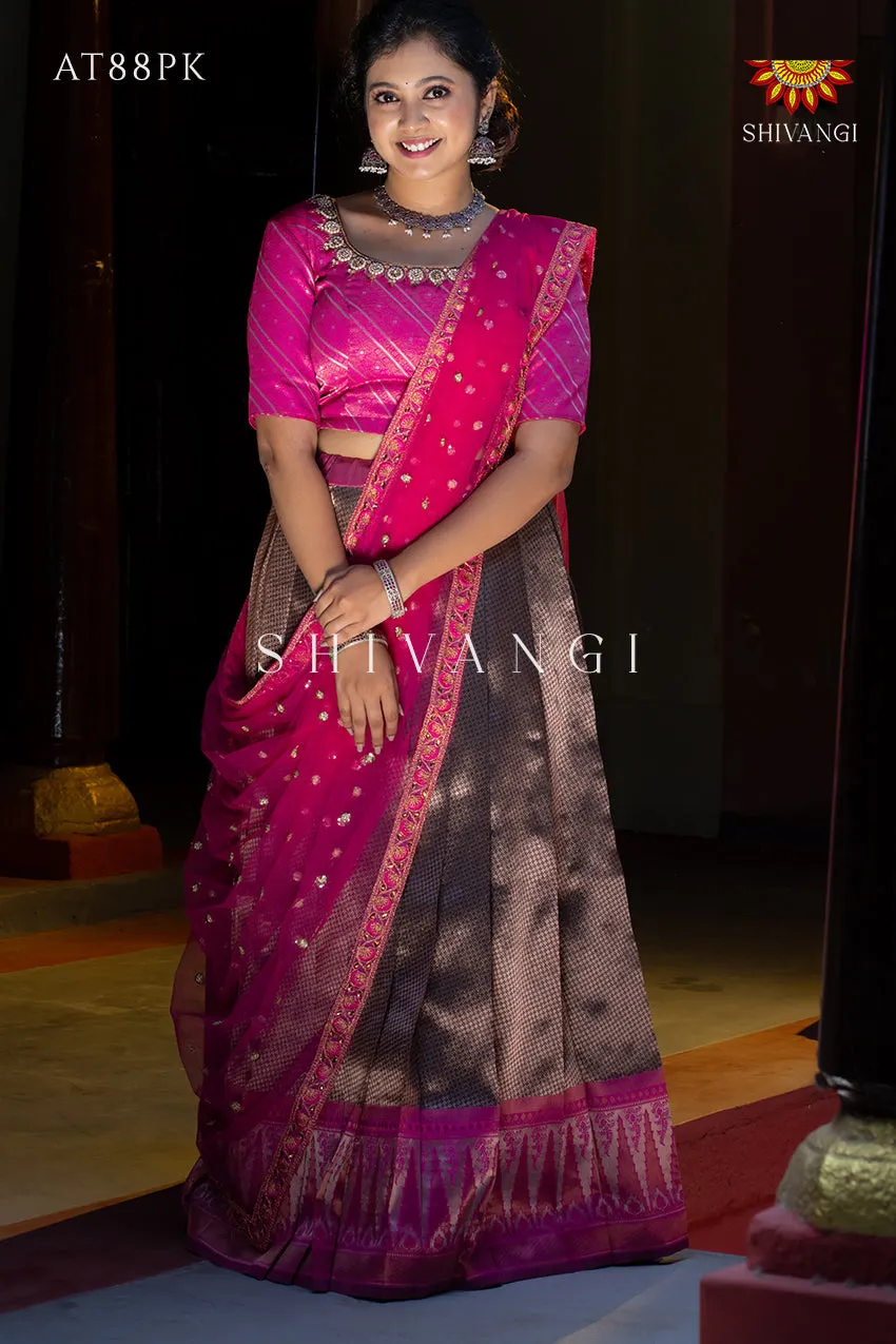 Festive Wear !!! - Pink Silver Fire Lehenga