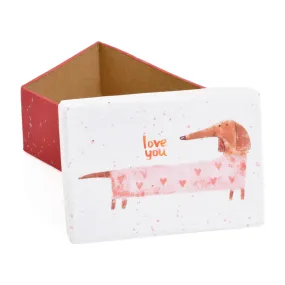 Gift Boxes-Dachshund in suit with hearts-Paper Mache-Rectangle-X-Small-Quantity 1