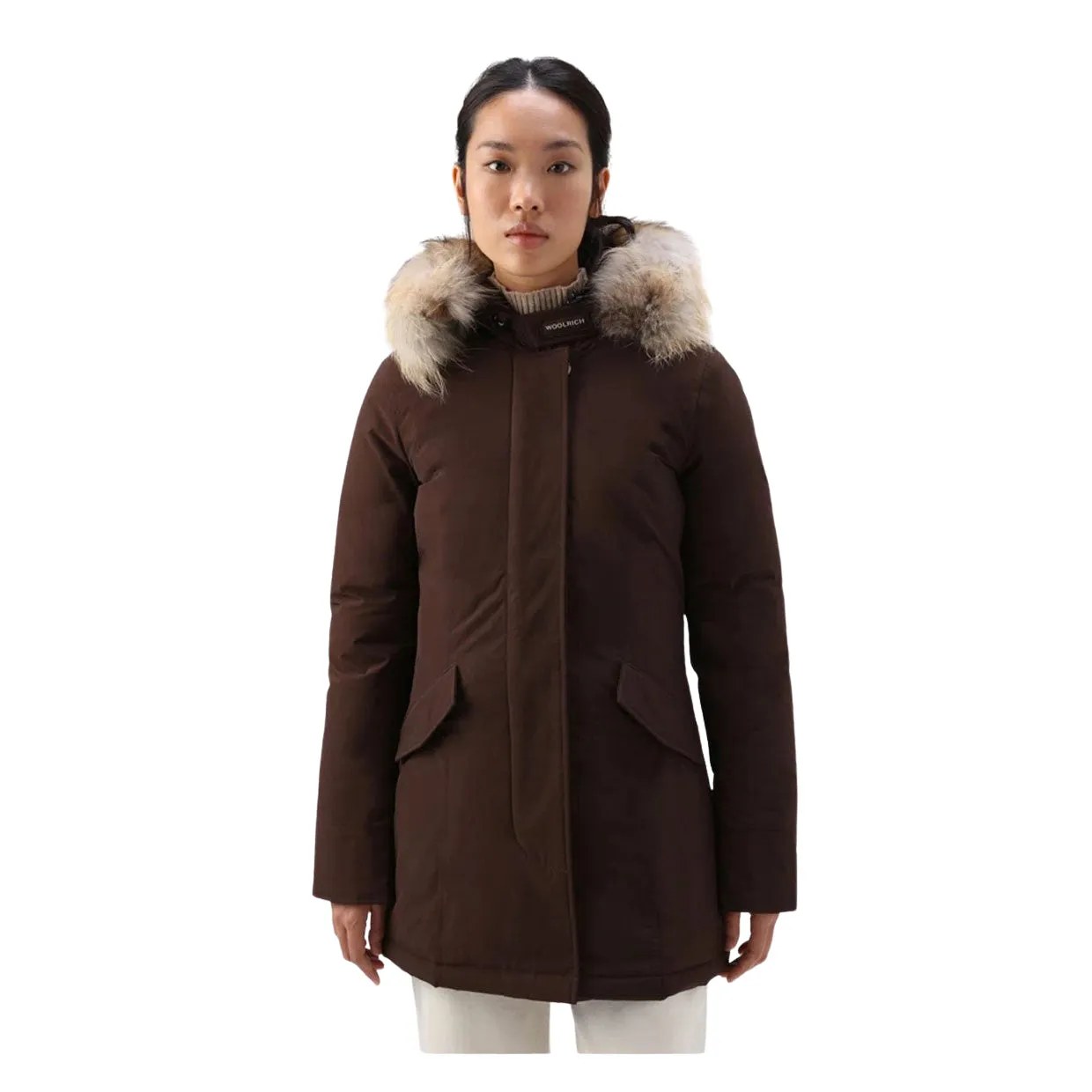 Giubbino Donna Woolrich Arctic Parka Luxury Pelliccia Removibile Marrone