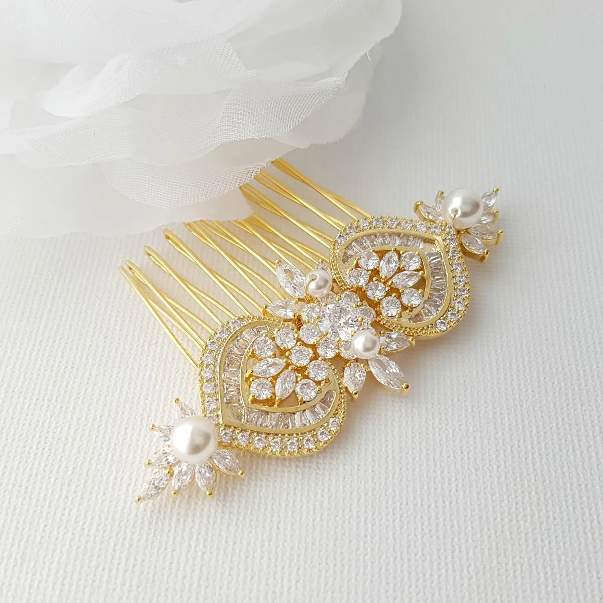 Gold Hair Comb for Wedding-Rosa