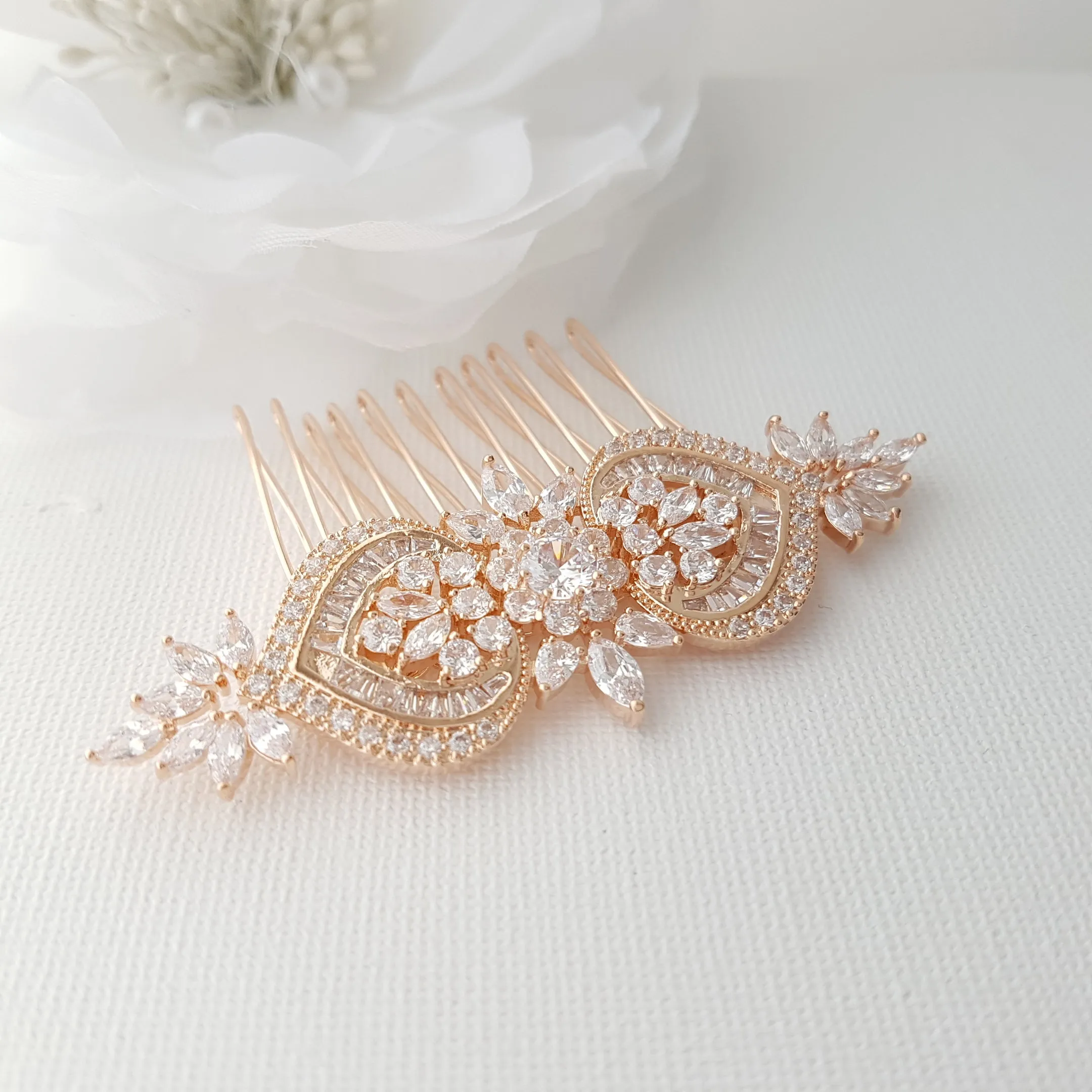 Gold Hair Comb for Wedding-Rosa