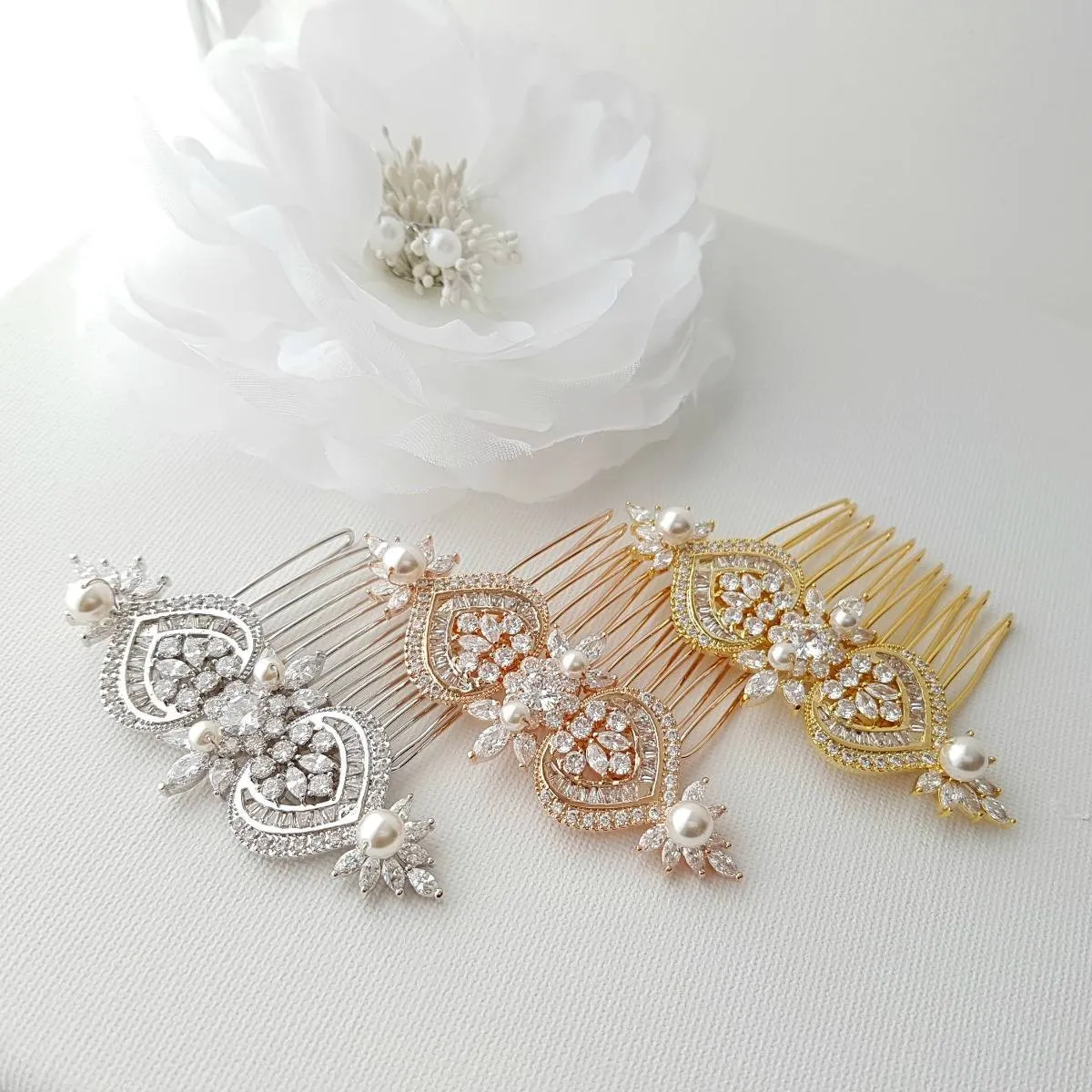 Gold Hair Comb for Wedding-Rosa