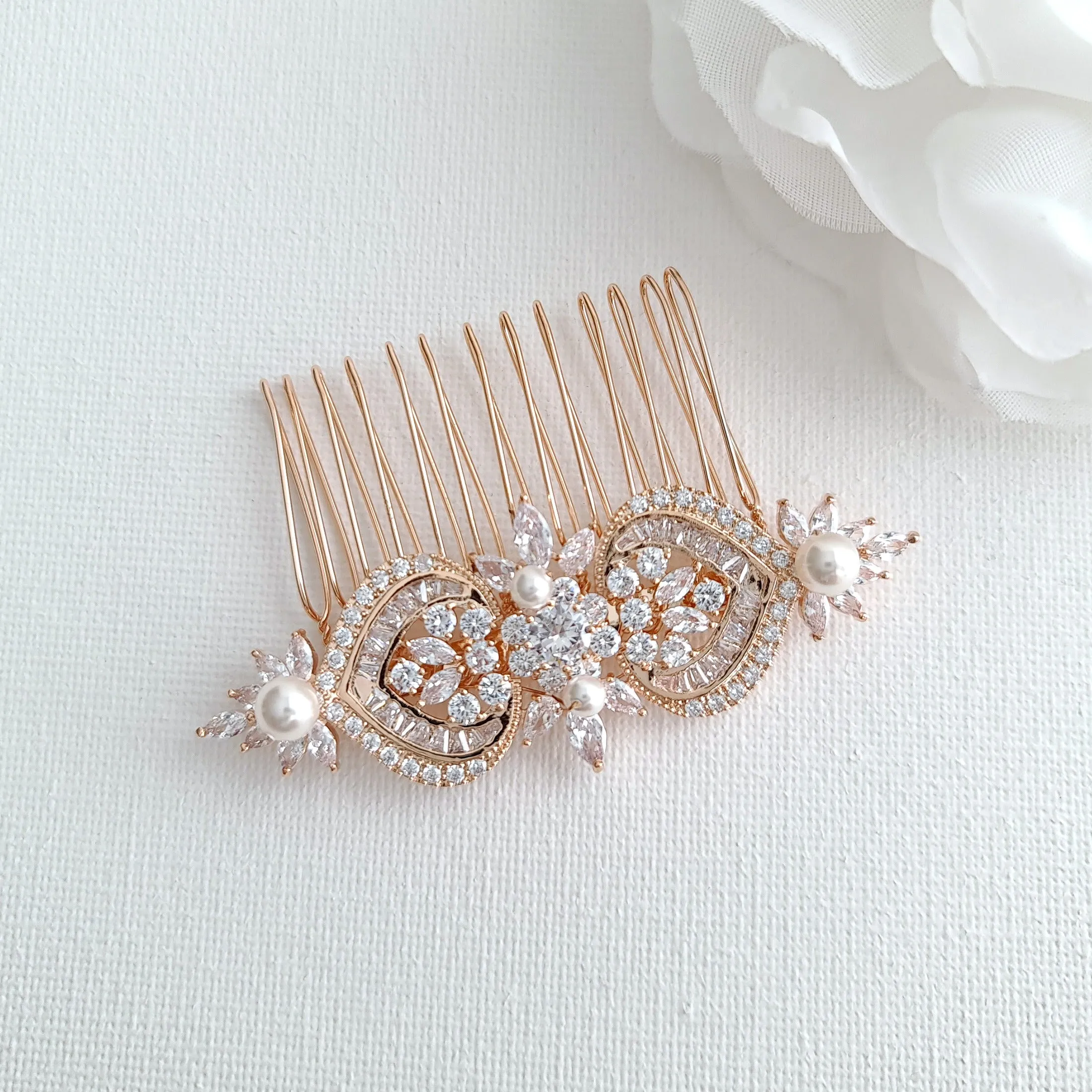 Gold Hair Comb for Wedding-Rosa