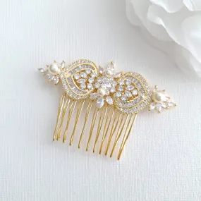 Gold Hair Comb for Wedding-Rosa