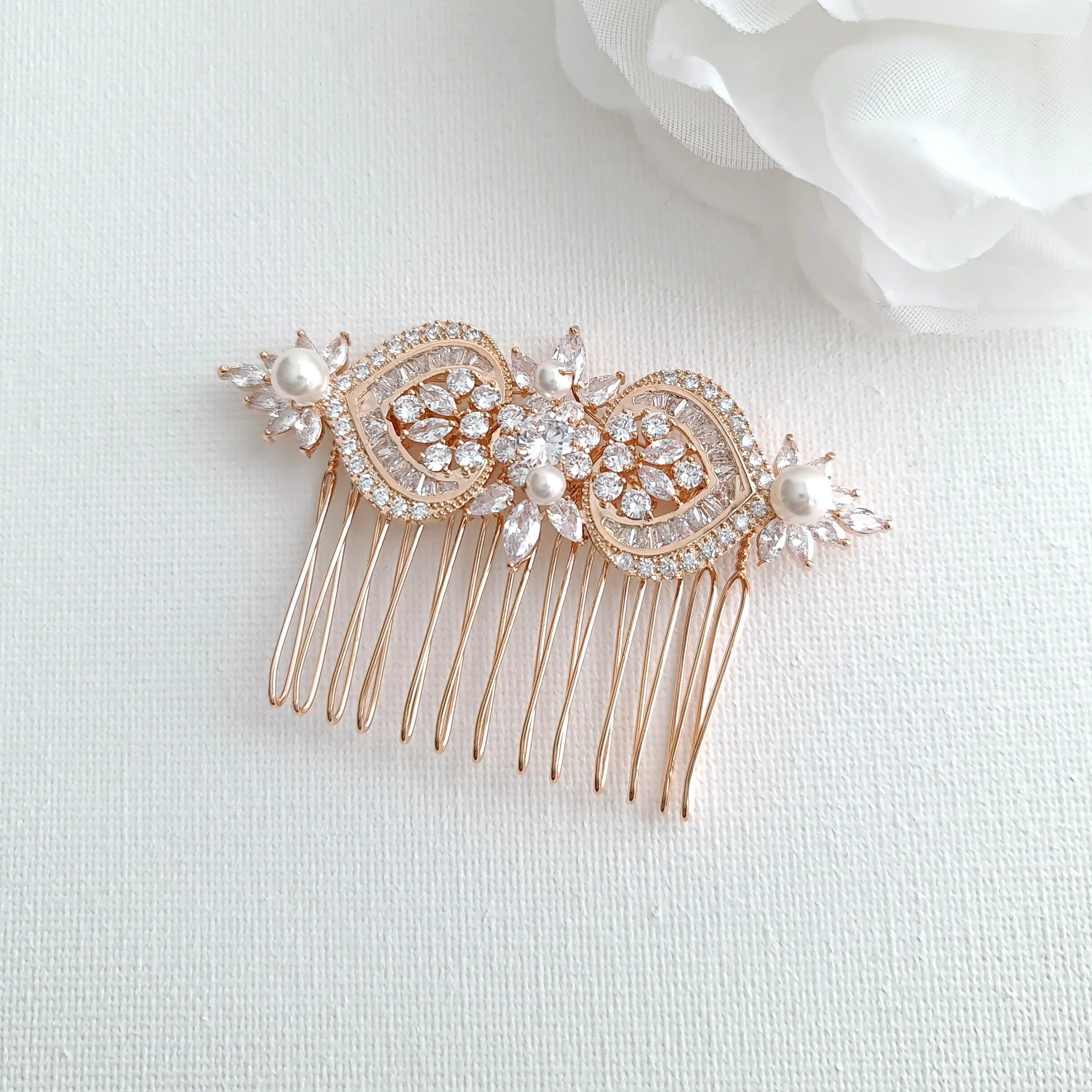 Gold Hair Comb for Wedding-Rosa