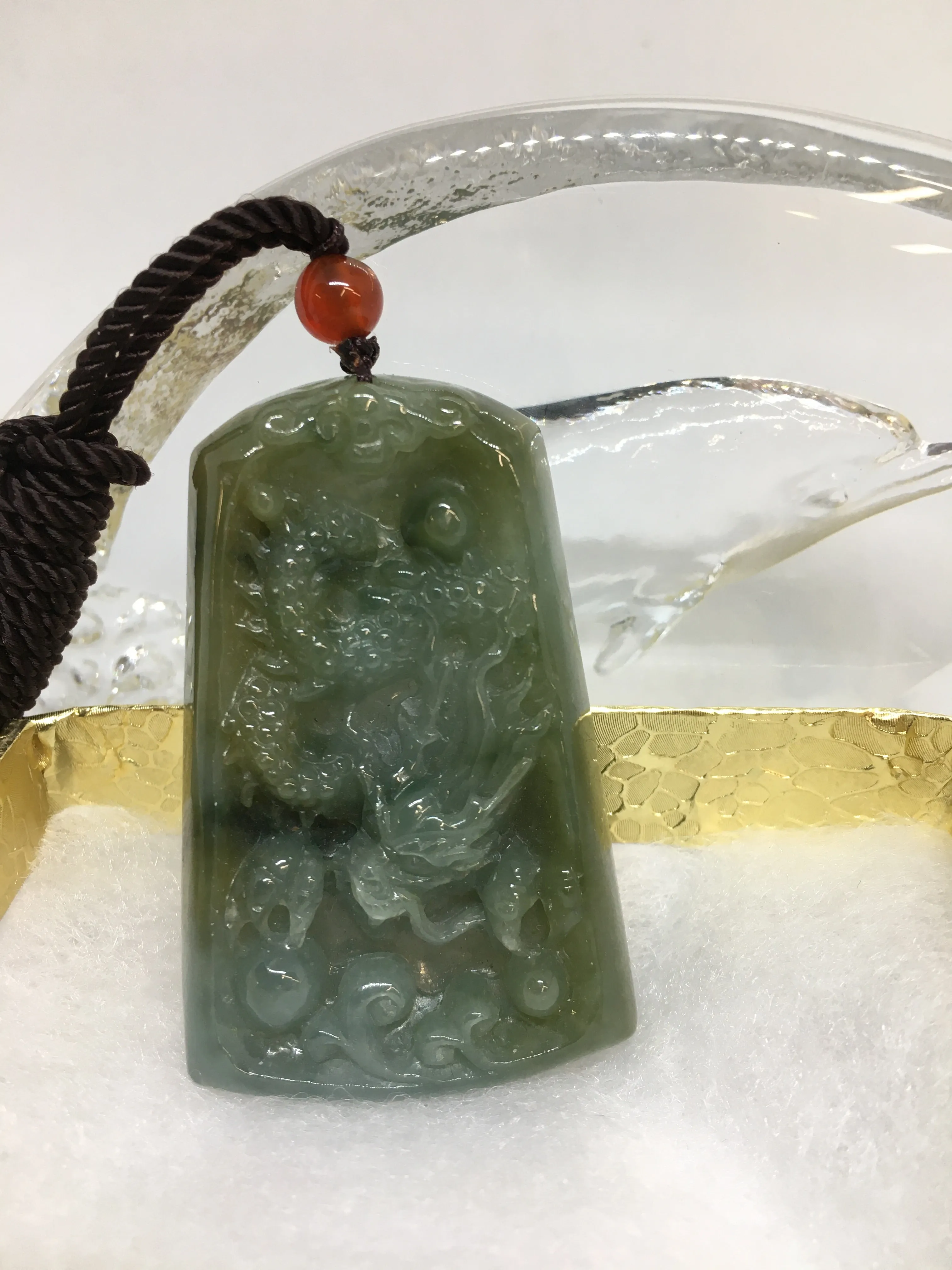 High Quality Natural Jadeite Jade Lucky Dragon Pendant Necklace- Best Gifts For Men