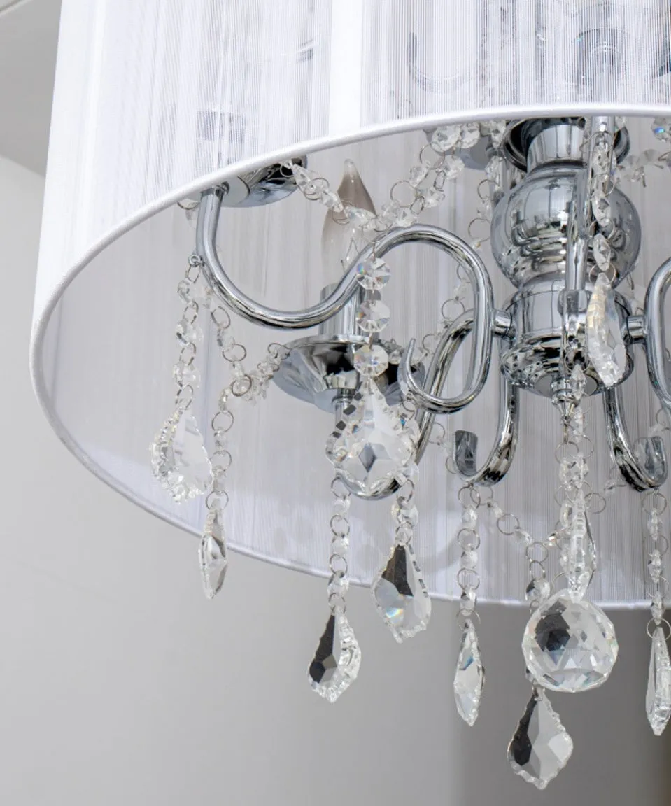 Hollywood Glam 10-Arm Chandelier with String Shade