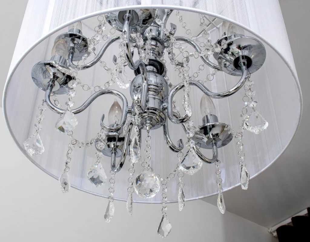 Hollywood Glam 10-Arm Chandelier with String Shade