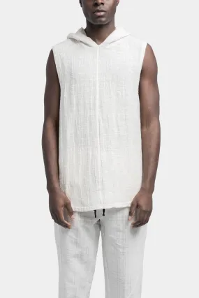 Hooded linen blend tank top, White