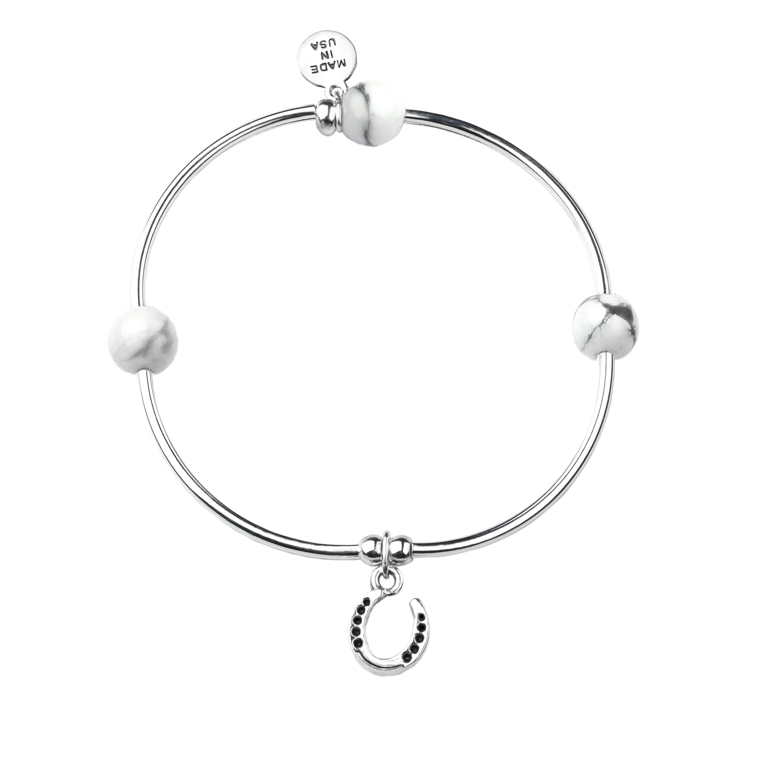 Horseshoe | Soft Bangle Charm Bracelet | Howlite