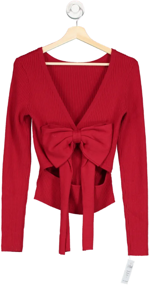 House of CB Red Sula Cashmere Blend Bow Sweater UK S