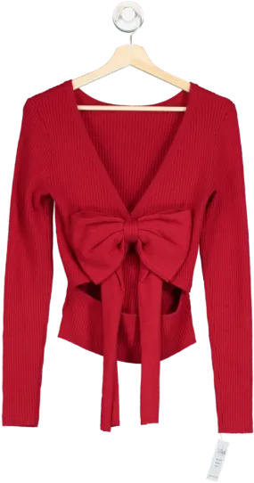 House of CB Red Sula Cashmere Blend Bow Sweater UK S