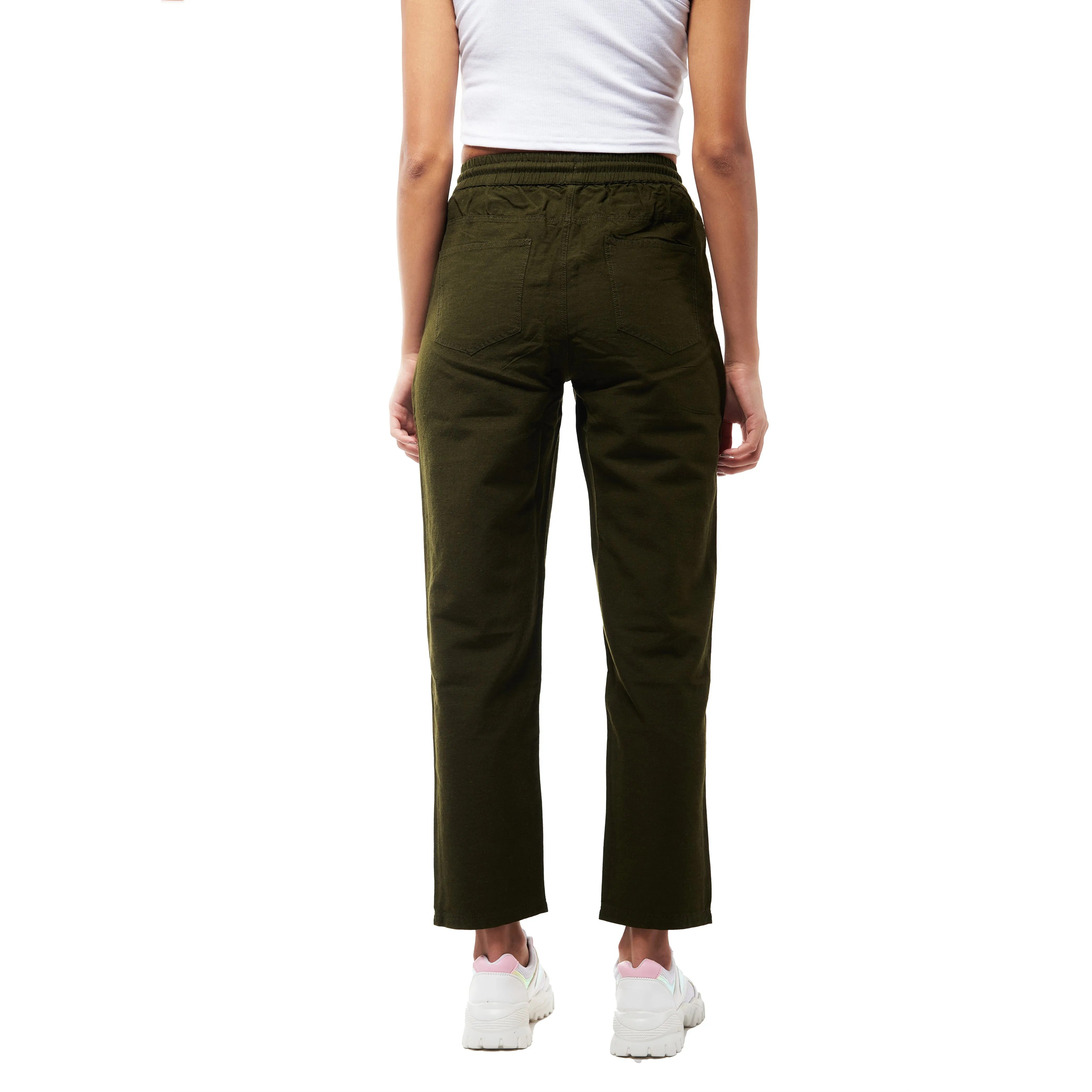 IZF Olive Linen Blend Women Pants