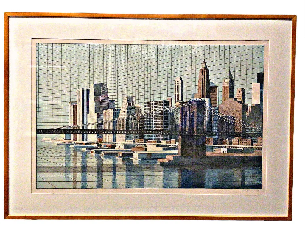 James Sundquist New York City Skyline and Brooklyn Bridge Lithograph