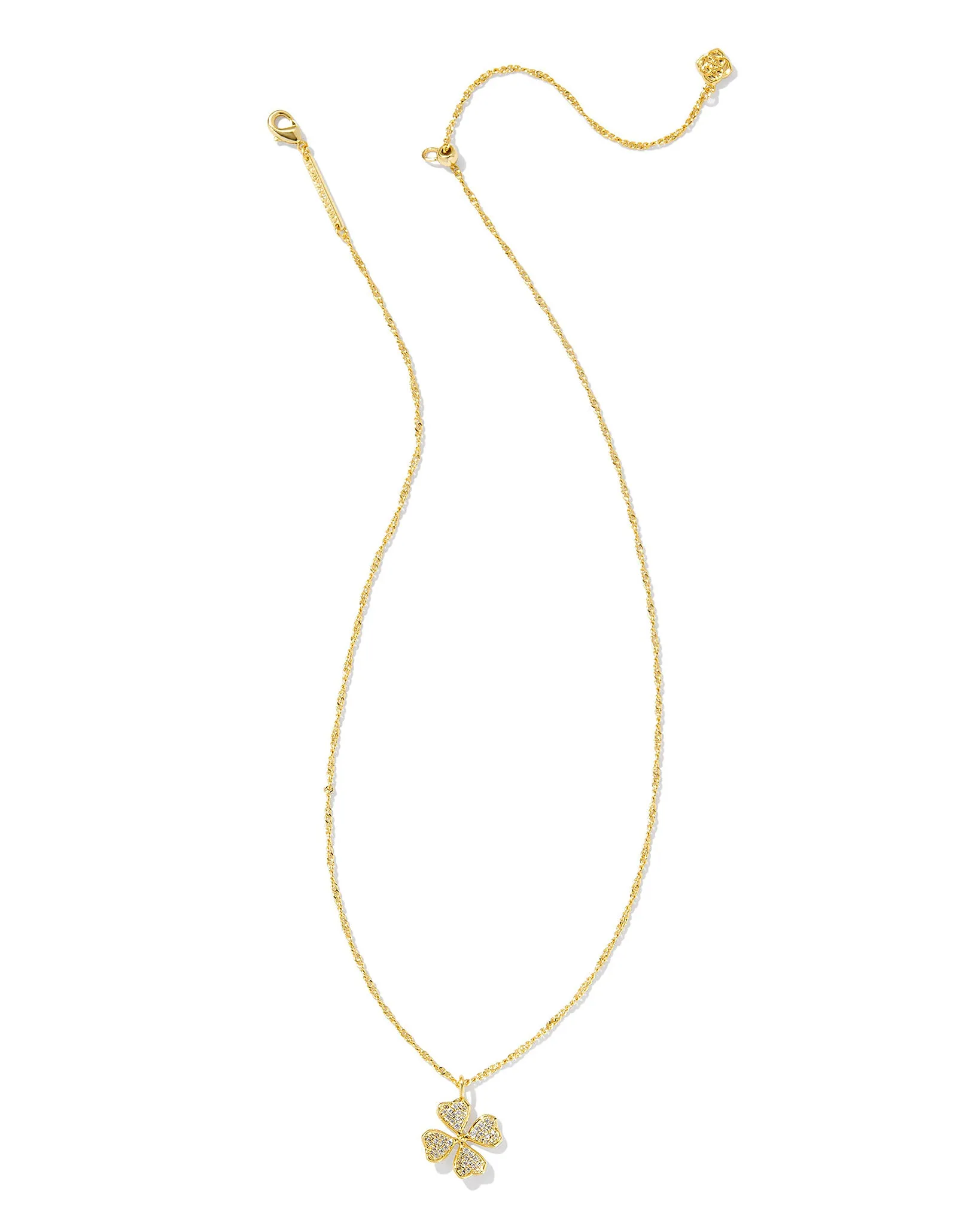 Kendra Scott Clover Pendant Necklace in White Crystal and Gold Plated