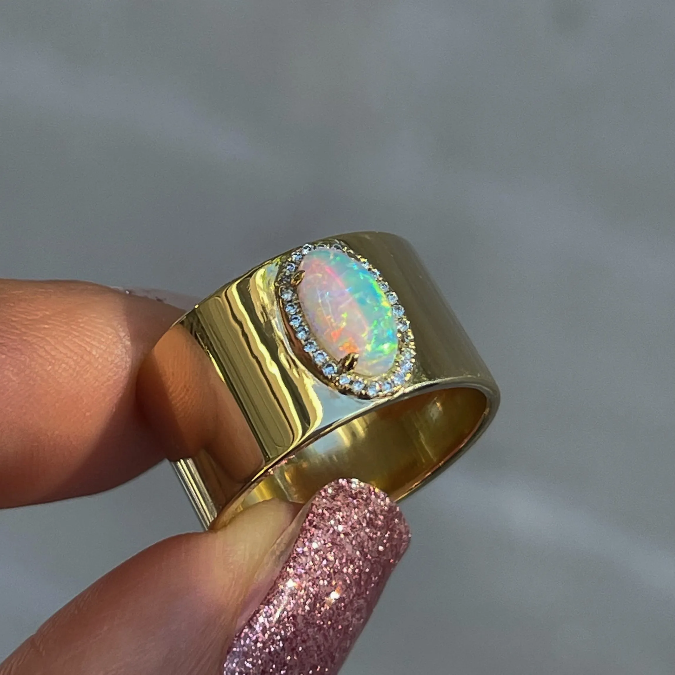 Kinetic Reflections Australian Opal Ring