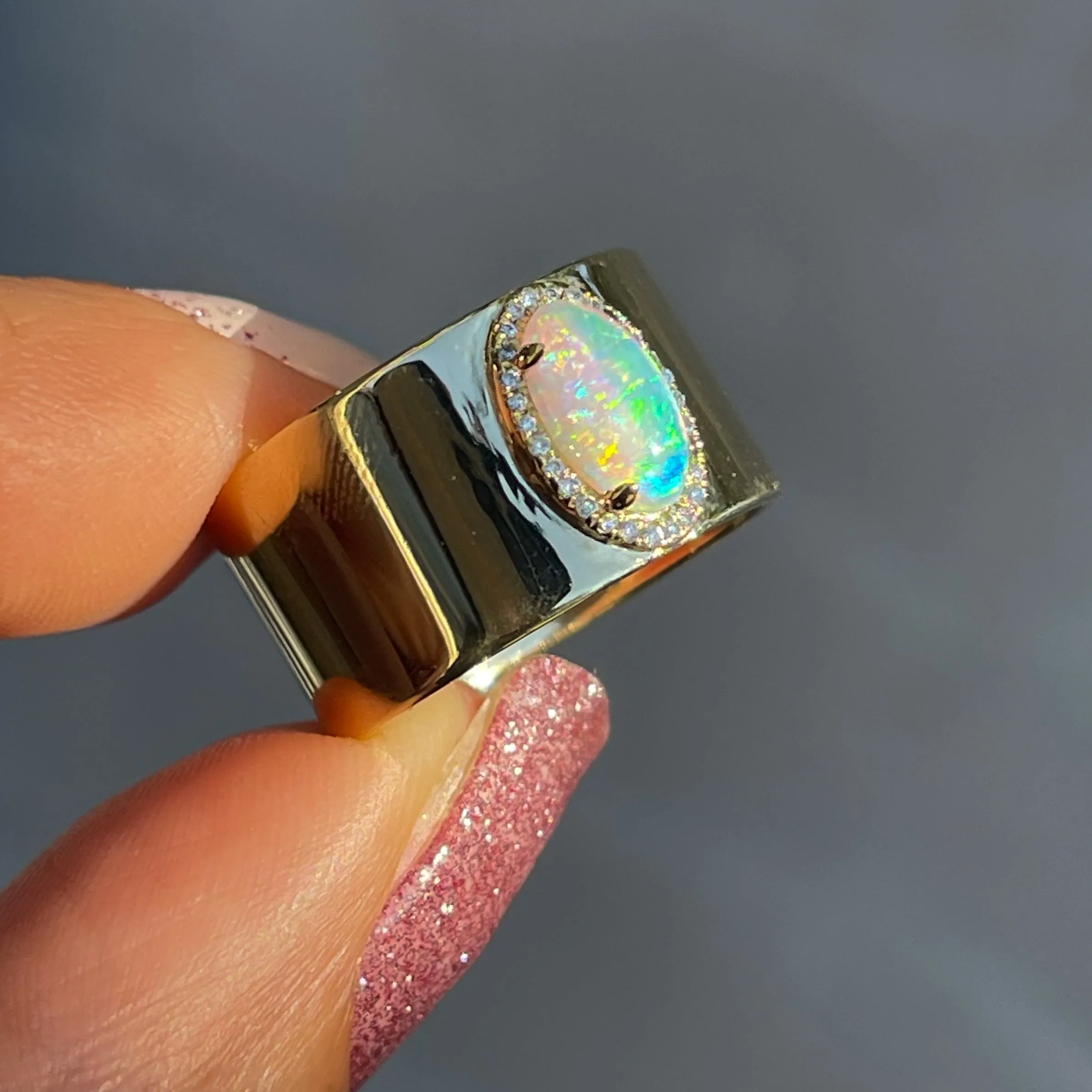 Kinetic Reflections Australian Opal Ring