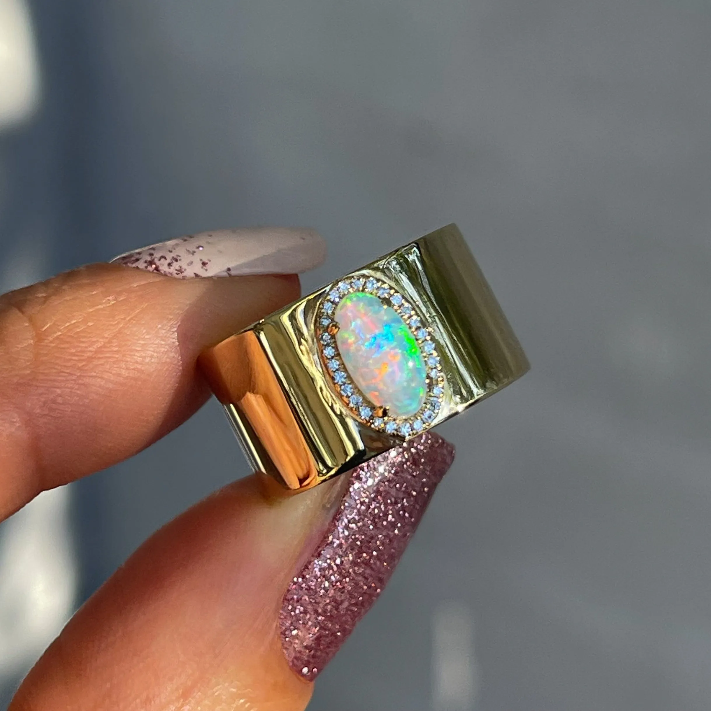 Kinetic Reflections Australian Opal Ring