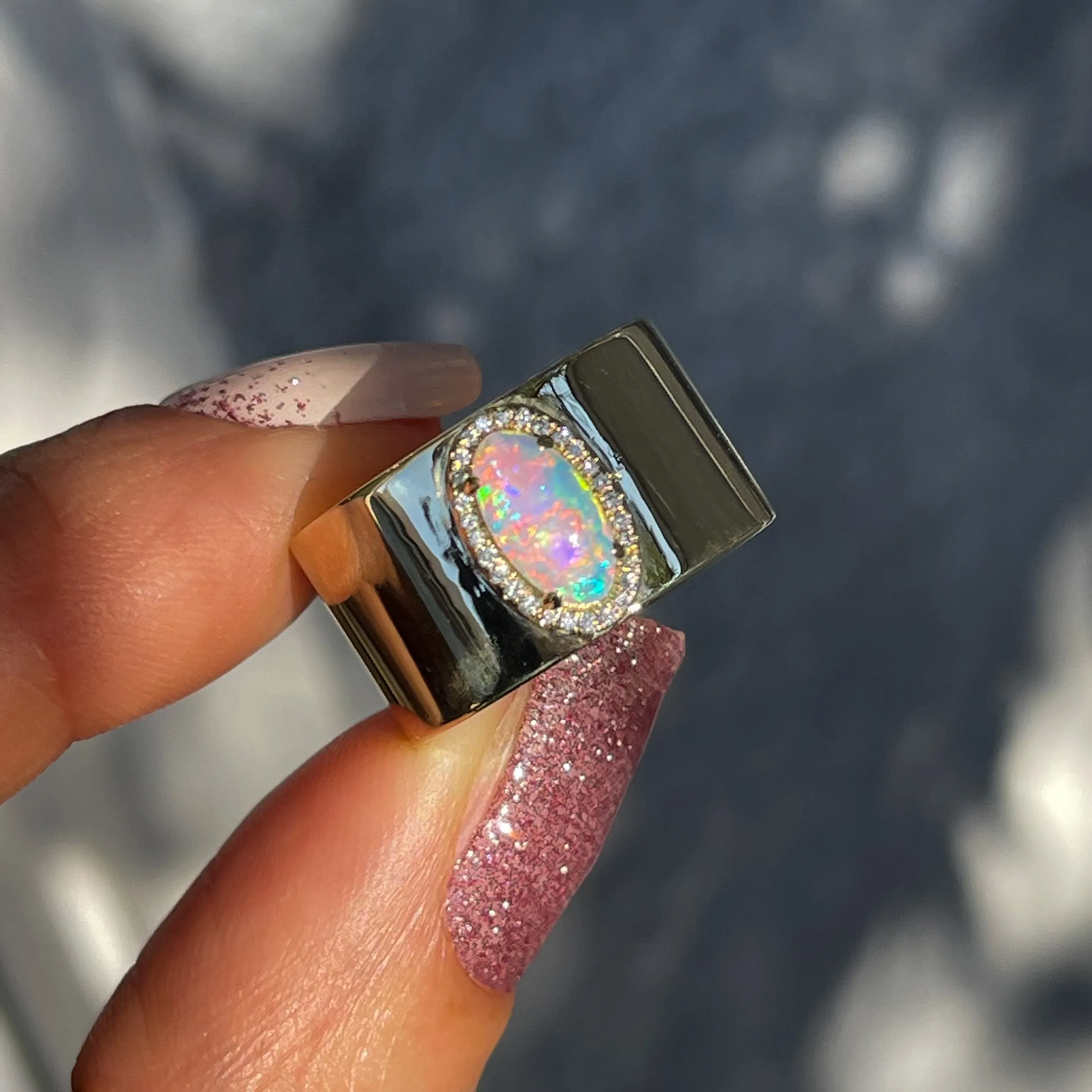 Kinetic Reflections Australian Opal Ring