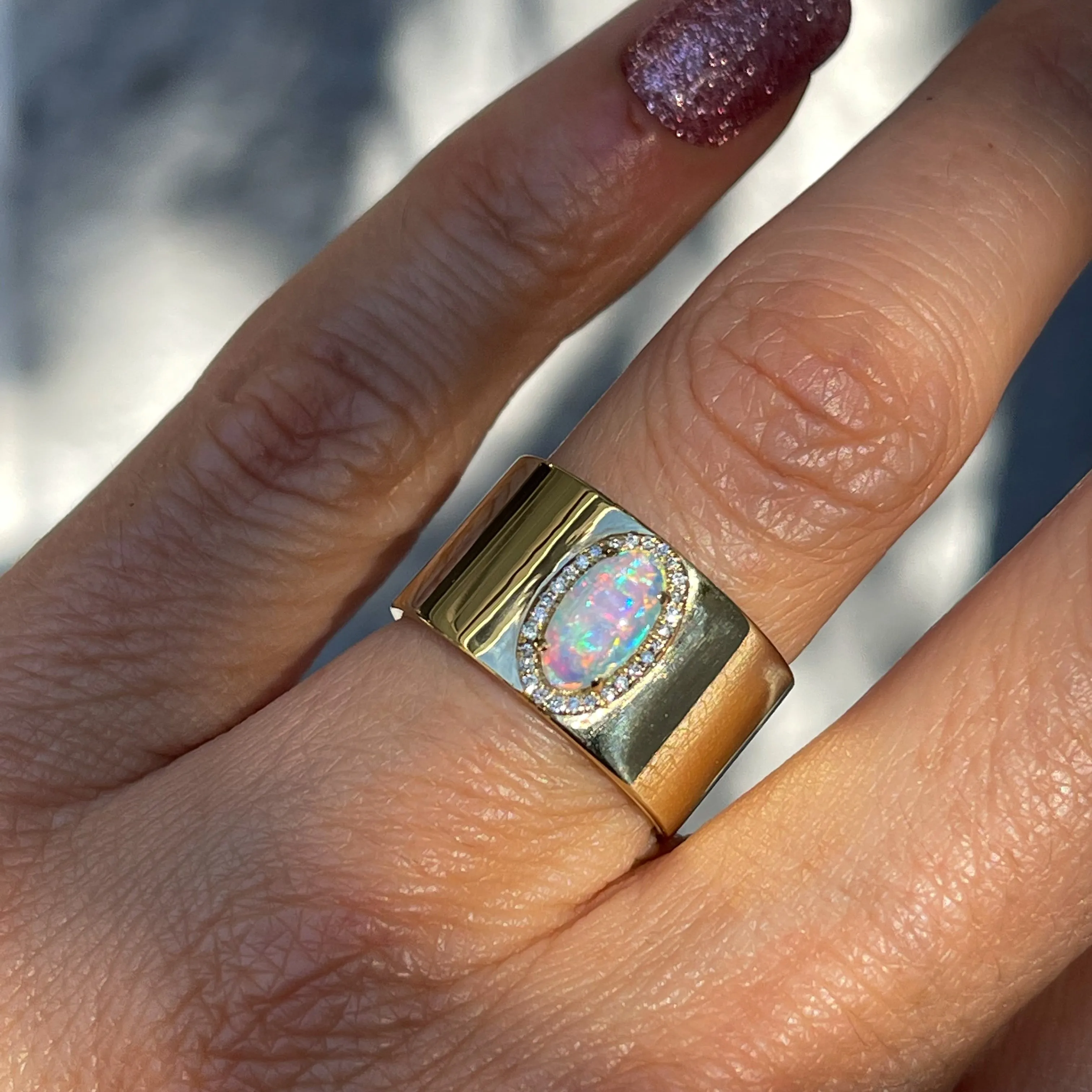 Kinetic Reflections Australian Opal Ring