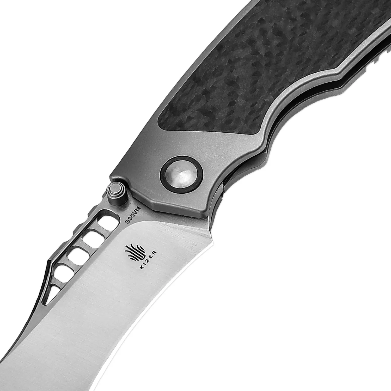 Kizer Huntsmen S35VN Blade Frame Lock Titanium Carbon Fiber Handle Ki4642A1 (3.82 Satin)